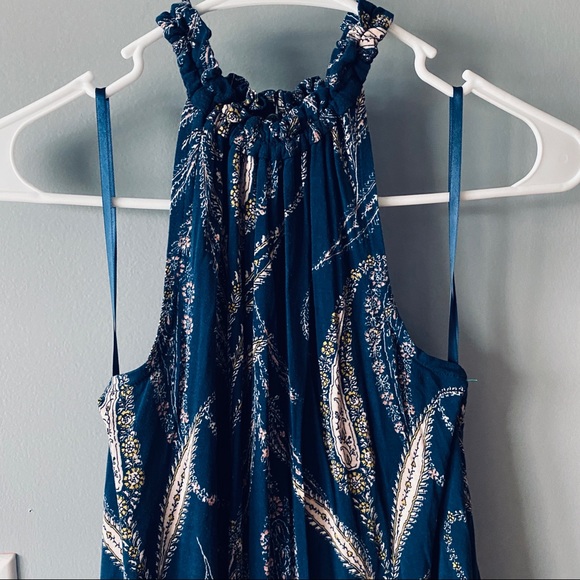 LOFT high neck blue paisley printed dress - Picture 2 of 6